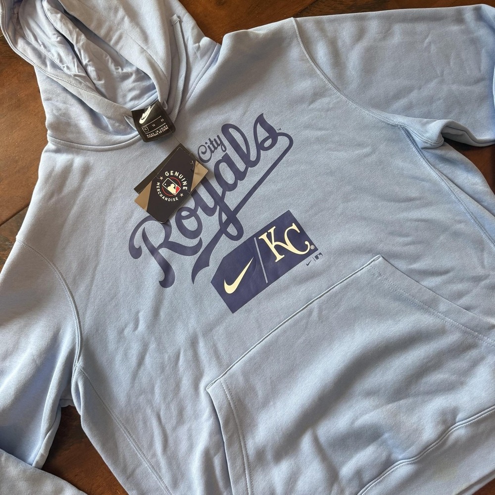 Kansas City Royals Hoodie Mens XL Light Blue MLB Baseball Nike Fleece Pullover